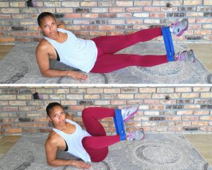 Oblique Crunch with resistance band - Resistance band exercises for abs