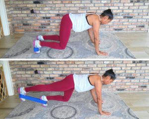 Bear Crawl Kick Backs with resistance band - resistance band exercises for abs