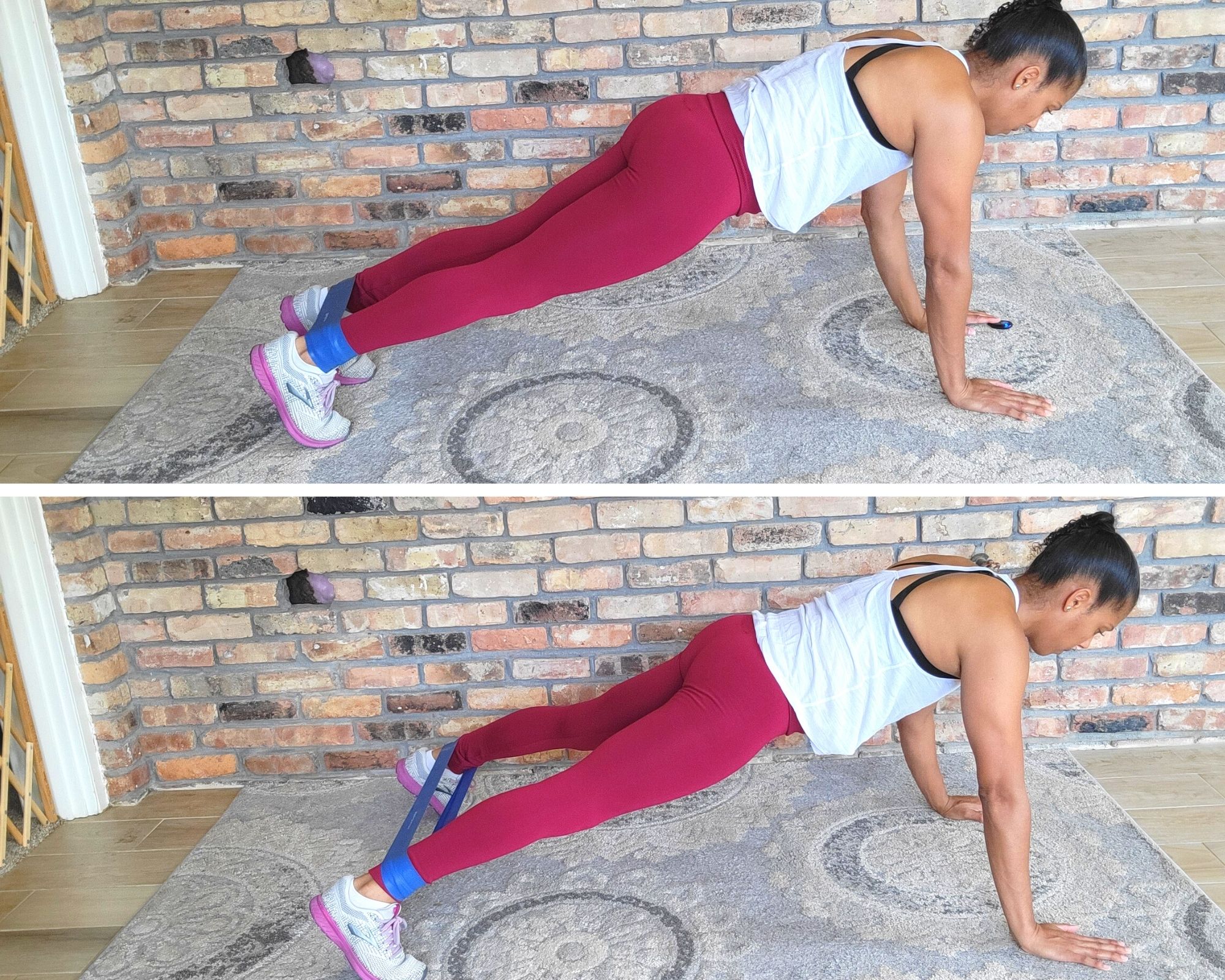 Plank Leg Jumps with Resistance Band - Resistance Band Exercises for Abs