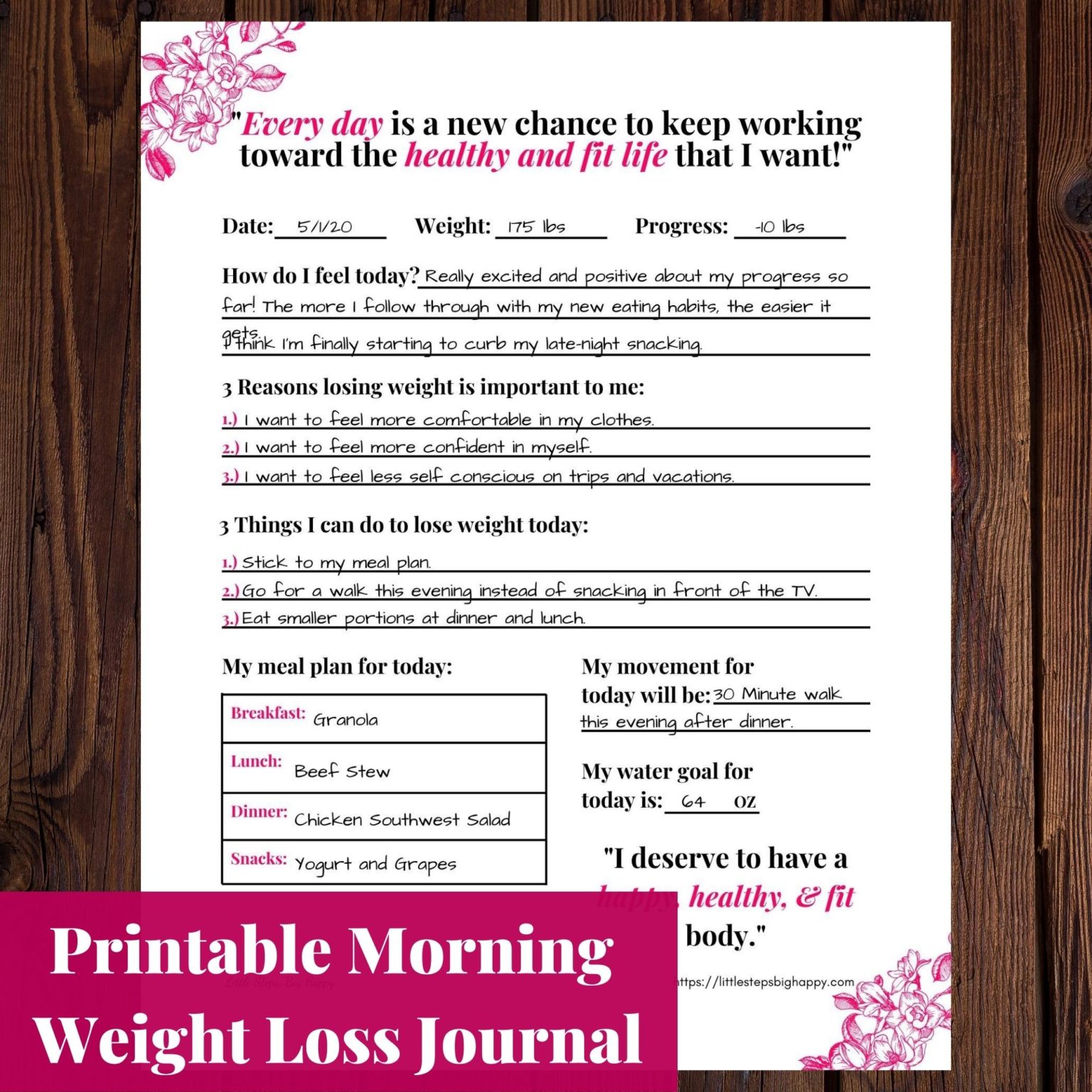 25 Quick Morning Journal Ideas for Weight Loss {FREE Printable}
