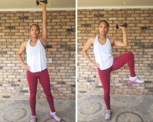 Standing Oblique Crunch - Need Some EMOM Workout Ideas? Try this EMOM Dumbbell Routine