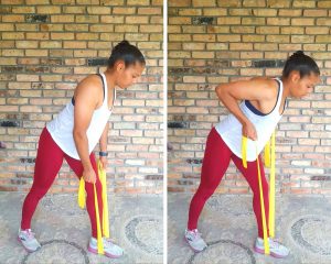 Bent over row - Resistance band exercises for back and shoulders